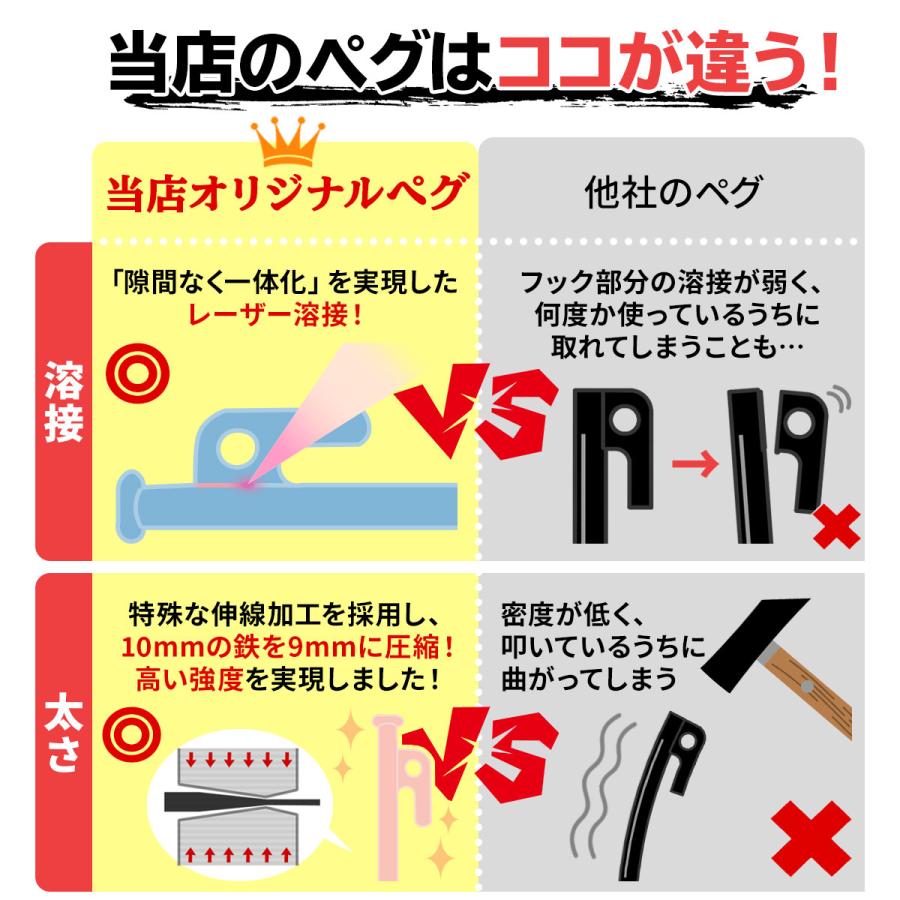 MーSTYLE ペグ 20cm 24本 収納袋 セット 《選べるペグカラー6色》 強靭