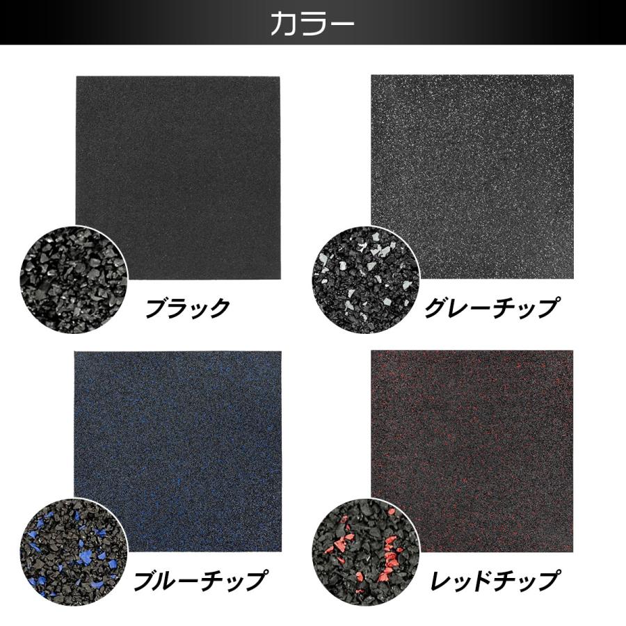 ゴムチップマット ジム マット 25mm ゴム フロアマット 防音 衝撃吸収 筋トレ トレーニングマット ラバーマット 重量器具 ダンベル バーベル 50×50cm 4枚セットの画像