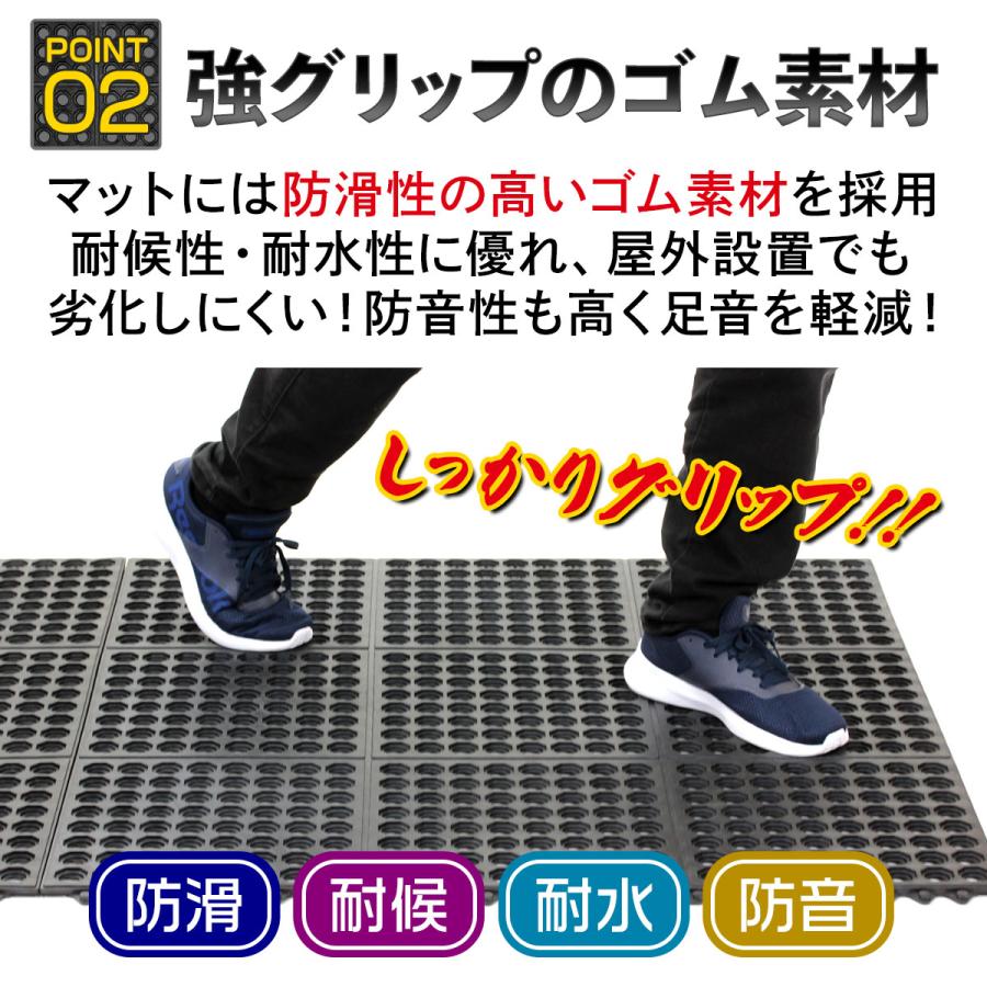 ラバーチップマット 60cm×60cm×厚み14mm 計24枚+2枚分オマケ付 Golf Style 滑り止め 階段 滑り止めマット 屋外 90×90cm 連結