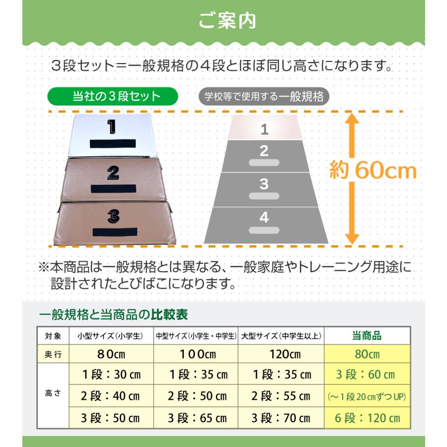 跳び箱 室内 子供 高学年向け ソフト 飛び箱 とび箱 ジョイント式 小学生 指導ライン 高重量 運動 自宅 子ども 室内 家庭用 高さ60cm 3段セットの画像
