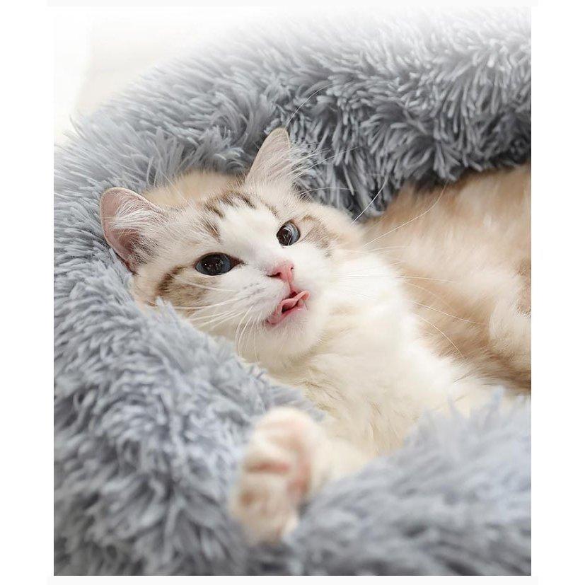 ねころん しろ 猫顔モチーフ ドーム型ベッド ファーマット付き ホワイト 猫 国産品