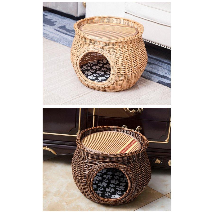 キャットハウス 編み籐ベッド ラタン ハウス ねこ ネコ 猫ベッド 猫用