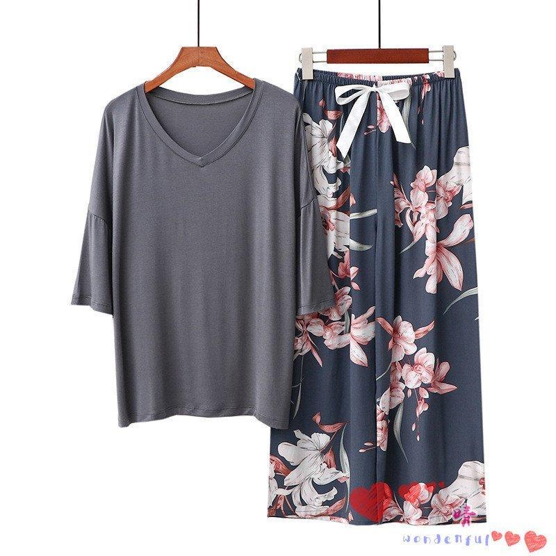 パジャマ レディース 夏 部屋着 涼しい ルームウェア 薄手 半袖 7分袖 長ズボン 上下セット 快適 Vネック 2点セット 夏用 ひんやり ナイトウェア 寝間着 特価ブランド