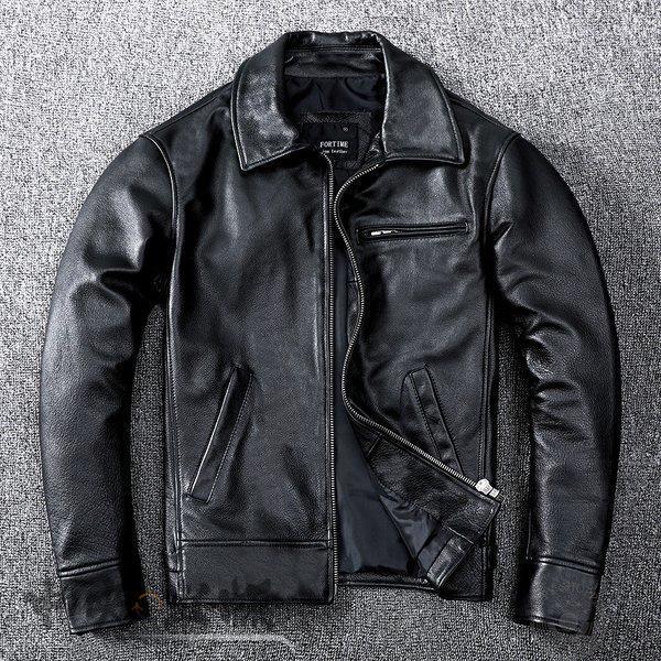 訳ありセール格安 革ジャン レザージャケット メンズ 本革 バイク ライダース 牛革 シングル ショート スリムタイプ 細身 ジャケット ミリタリー レザーコート 新発 Tellosystems Com