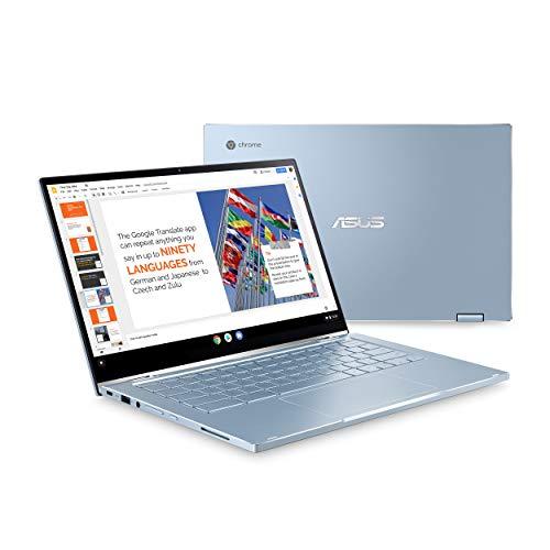 速くおよび自由な ASUS Chromebook Flip C 433 2 in 1ノートパソコン、14インチタッチスクリーンFHD NanoEdgeディスプレイ、Intel Core m 3-8100 Yプロセッサ、8 GB RAM、64