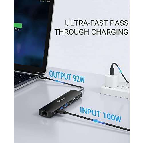 クーポン商品 バンドル2アイテム:USB 3.1 C-USB Aケーブル10 Gbps 3.3 FT+7-in-1 USB C 100 W PDイーサネットハブドングル100