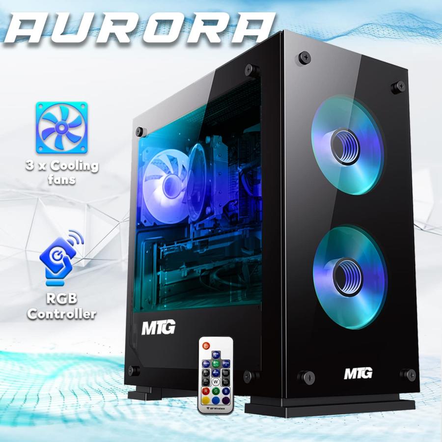 通販サイト。 MTG Aurora 4 T Gaming Tower PC-Intel Core i 7第4世代、AMD RX 580 GDDR 5 8 GB 256ビットグラフィック、16 GBラム、1 TB Nvme、RGBキーボードマウス、ス