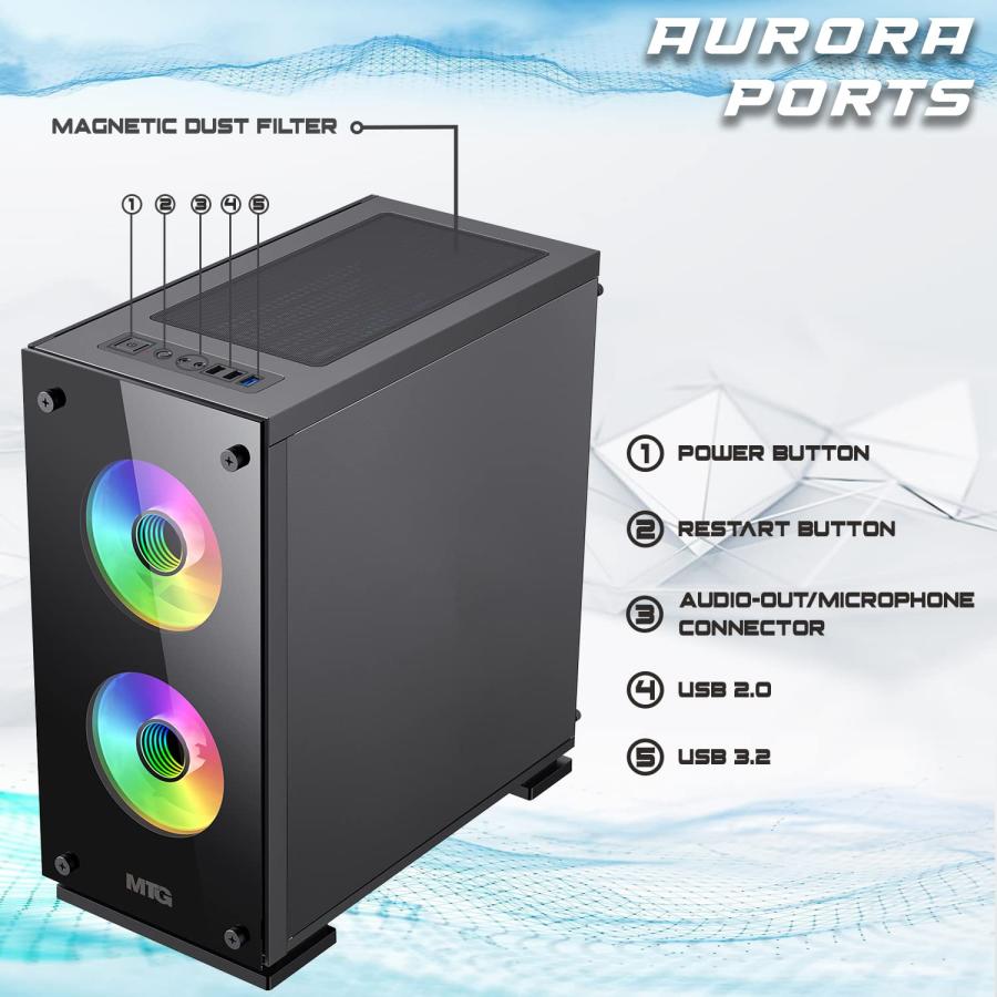 通販サイト。 MTG Aurora 4 T Gaming Tower PC-Intel Core i 7第4世代、AMD RX 580 GDDR 5 8 GB 256ビットグラフィック、16 GBラム、1 TB Nvme、RGBキーボードマウス、ス