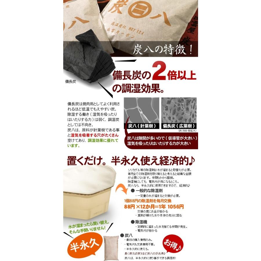 調湿木炭 炭八 室内用大袋 1個入 （出雲屋炭八 調質木炭 湿気対策