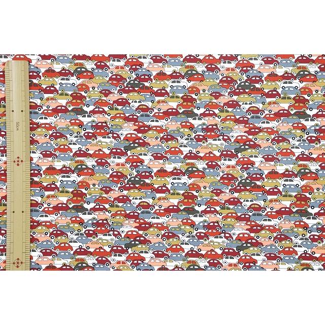 リバティプリント タナローン『Cars Neon カーズ・ネオン』ブラウン＆レッド/オレンジネオン（DC32678/J23B