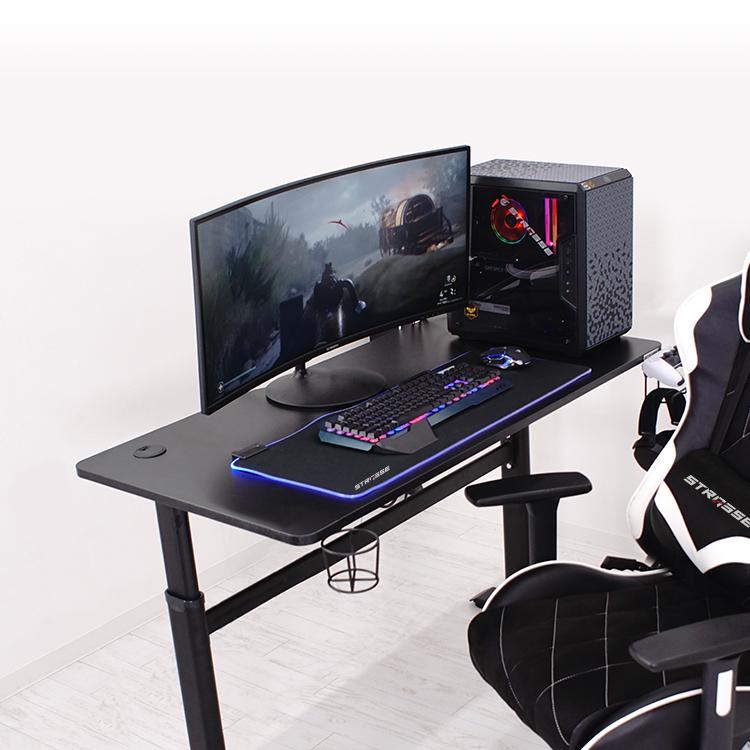 STRASSE GAMING LAB ゲーミングデスク 昇降式 幅140cmドリンク