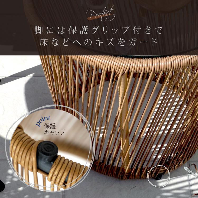 サイドテーブル ガラステーブル ※オットマン付きラウンジチェア用オプション ガラス天板 人工ラタン ルチアン  LUCIAN |  | 06