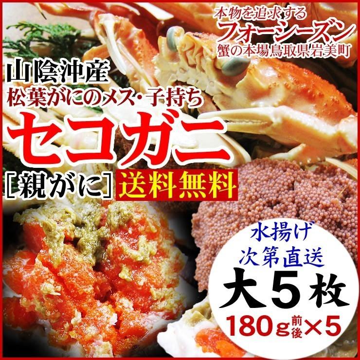 セコガニ 親がに・勢子がに 訳あり 生 大 5枚セット 180g前後が5枚入 送料無料 かに カニ 蟹｜syun-sakana