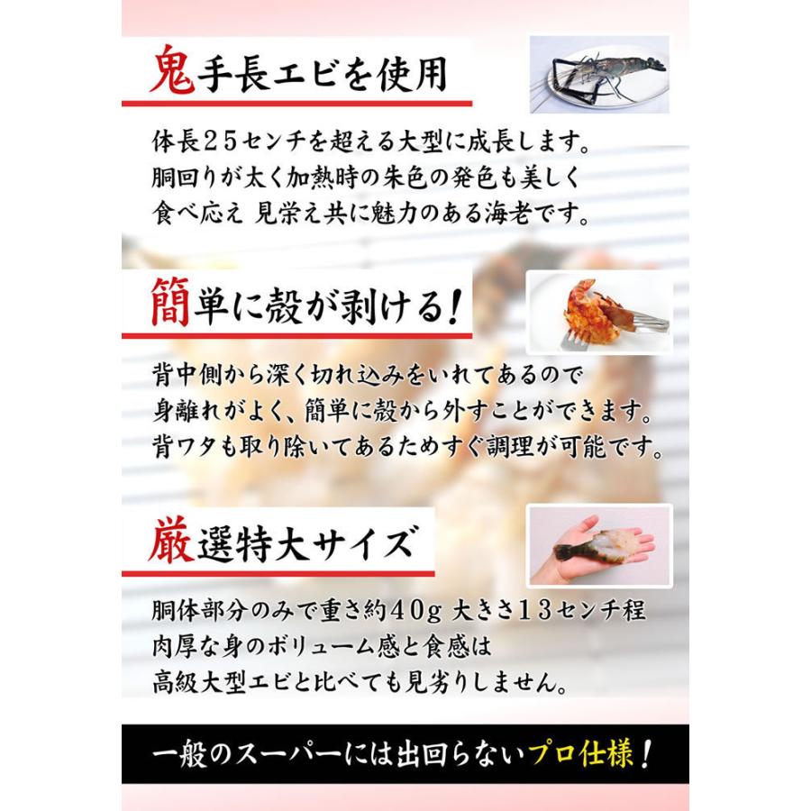 う！舞海老 うまいえび 殻付き背開き加工済み 900ｇ程度 20尾程度入り 加熱用 冷凍 鬼手長海老 オニテナガエビ BBQ グリル フリッターに｜syun-sakana｜03