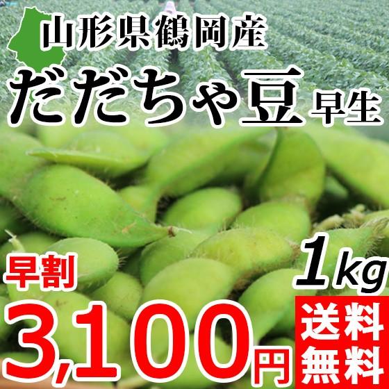 だだちゃ豆 1kg 早生 人気を誇る 送料無料 産地直送 山形県鶴岡産 早割