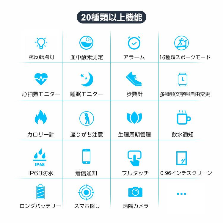 スマートウォッチ 腕時計 24H健康管理 心拍数 着信通知 歩数 睡眠検測