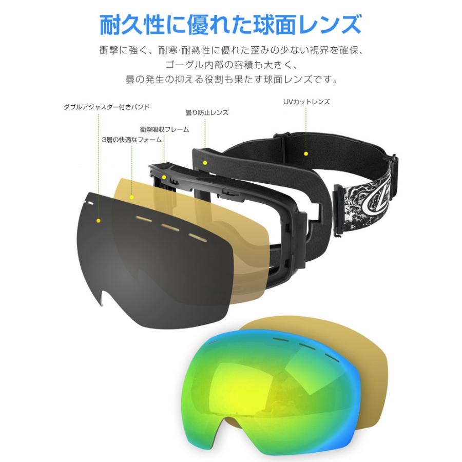 スノーゴーグル スキー ゴーグル スノーボード 収納ケース付 ダブル