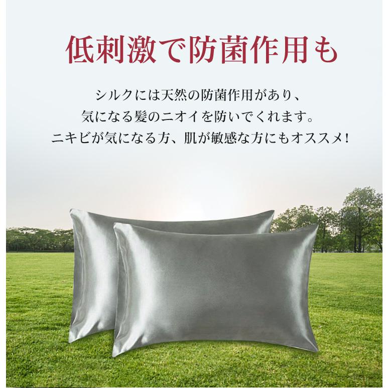 2枚セット】シルク 枕カバー 48x74cm 50x70cm 43x63cm 両面 封筒式 絹