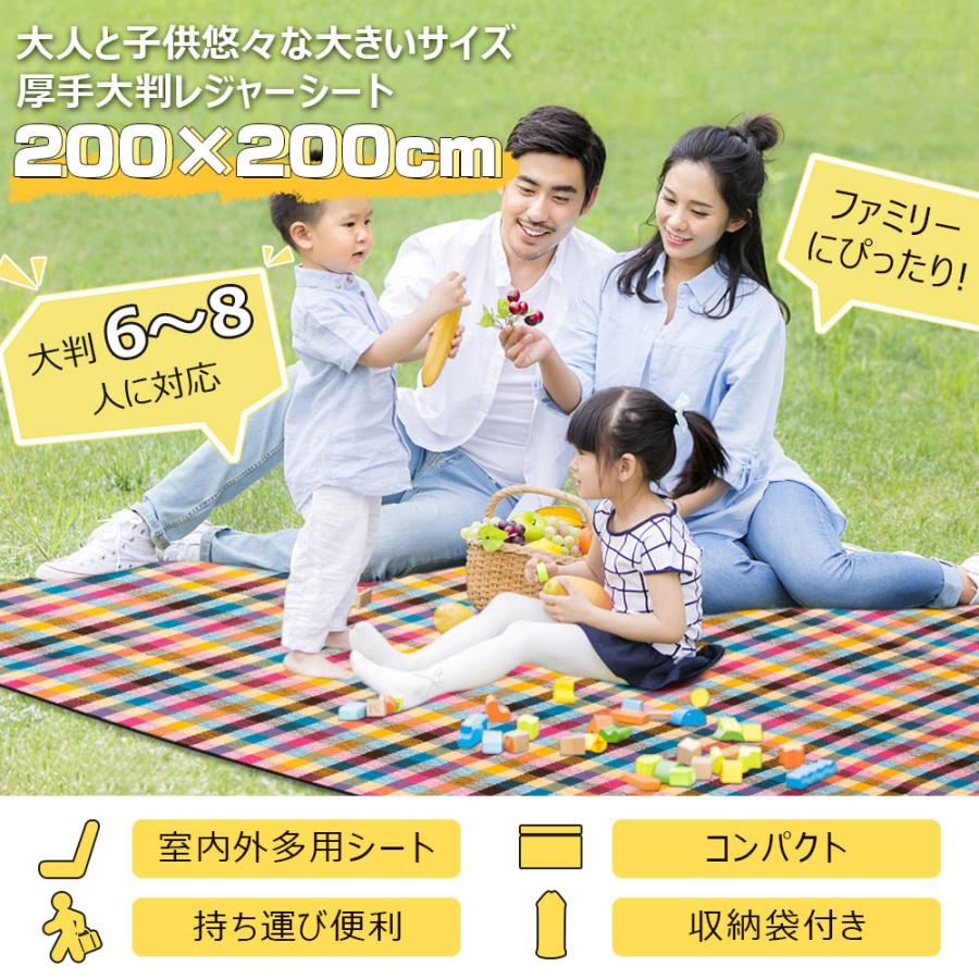 レジャーシート 厚手 おしゃれ 大判 200x200cm レジャーマット 大きい 6人 8人 ピクニックシート 折りたたみ 収納袋付き ピクニックマット 遠足 キャンプマット｜syunyou｜16