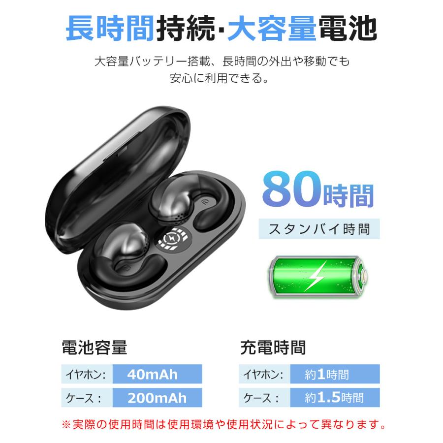 骨伝導イヤホン ワイヤレスイヤホン Bluetoothイヤホン ヘッドホン 耳を塞がない 耳掛け式 両耳通話 超軽量 防水 ブルートゥース イヤホン iPhone Android対応｜syunyou｜17