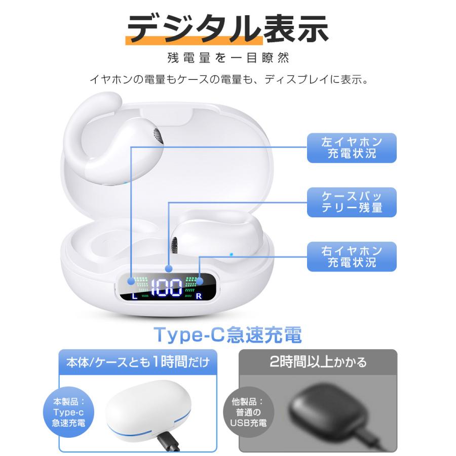 ワイヤレスイヤホン 骨伝導イヤホン Bluetoothイヤホン ヘッドホン 耳を塞がない 耳掛け式 両耳通話 超軽量 防水 ブルートゥース イヤホン iPhone Android対応｜syunyou｜18