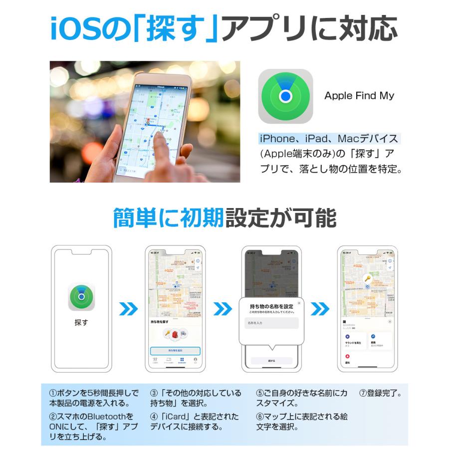 スマートタグ カード型 スマートトラッカー 紛失防止タグ Apple Find