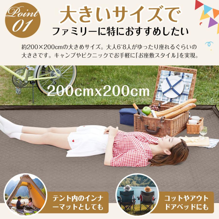レジャーシート 厚手 大判 200x200cm レジャーマット 大きい 6人 8人