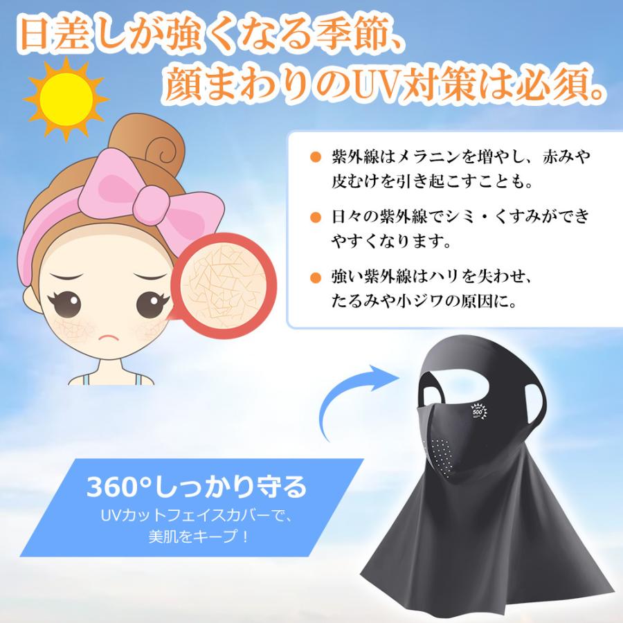 フェイスカバー UVカット フェイスマスク 冷感 ネックカバー アイス