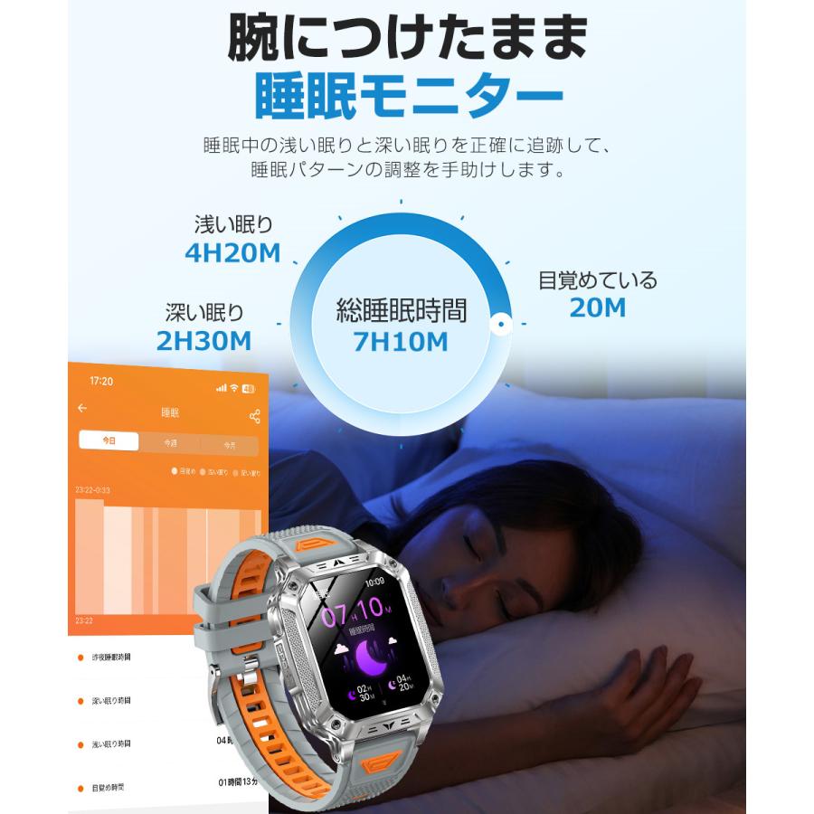スマートウォッチ Bluetooth通話 2.01インチ 1400mAh大容量バッテリー 血中酸素 心拍 歩数 カロリー 健康管理 着信通知 IP68防水 懐中電灯 腕時計 SW01の画像