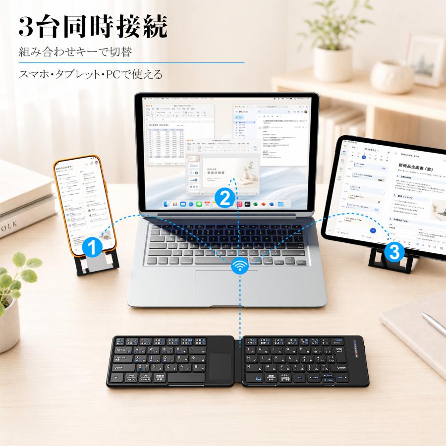 EWIN 折りたたみ キーボード Bluetooth ワイヤレスキーボード 日本語