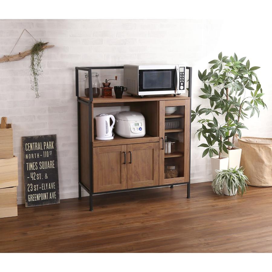 キッチンラックレンジ台食器棚カンウンター レンジラックレンジ台収納棚【ブラック】 レンジ台 幅93.5cm レンジラック レンジボード キッチンラック