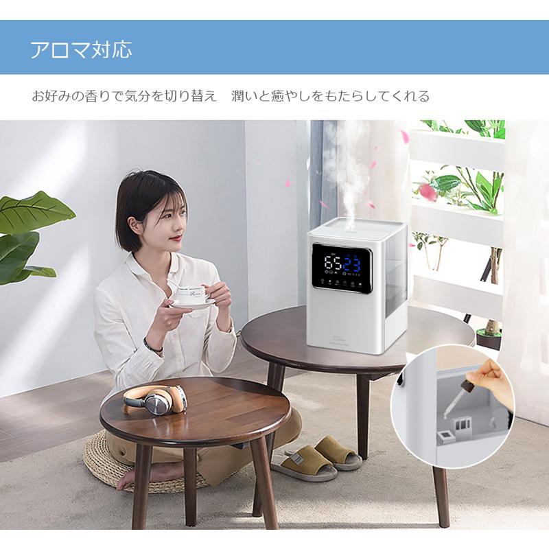加湿器 卓上加湿器 ハイブリッド 大容量 6L 除菌 加熱 リモコン付 湿度