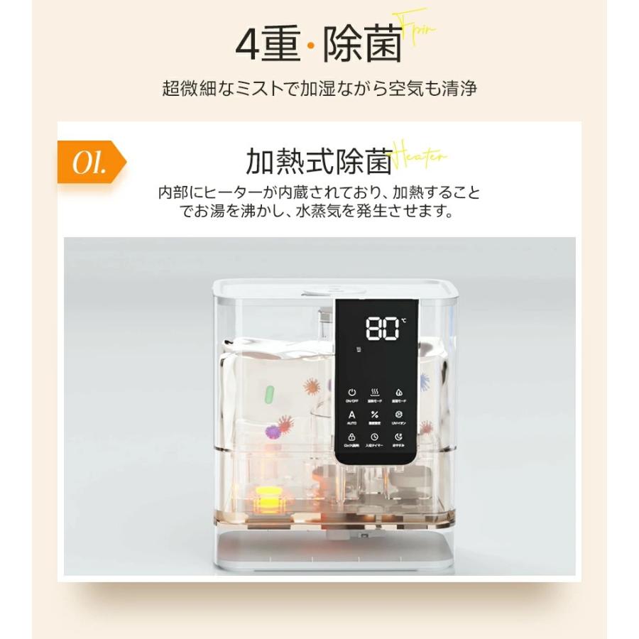 2400円OFFクーポン配布中】加湿器 大容量 8L 卓上 スチーム式 四重除菌