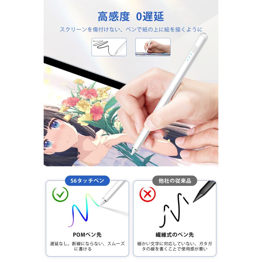 タッチペン ipad対応 1mm極細 超高感度 スタイラスペン クリア 傾き