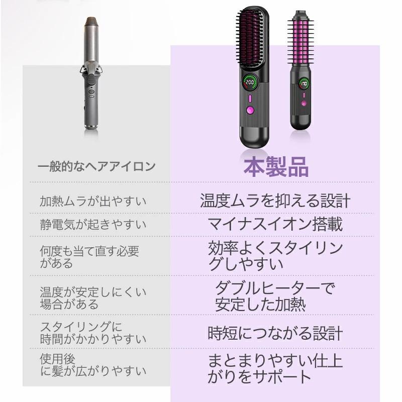 クーポンで5980円!】ヘアアイロン コードレス 1台3役 ストレート