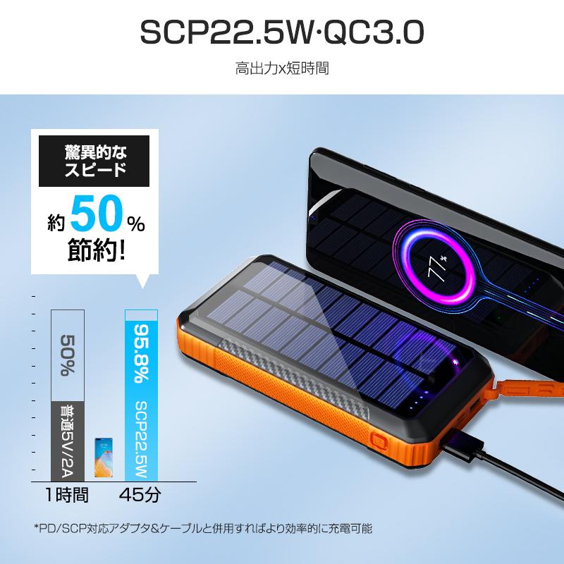 モバイルバッテリー 大容量 40800mAh 防災グッズ ソーラー充電 充電池 急速充電 SCP22.5W ケーブル内蔵 6台同時充電 ワイヤレス充電 ギフト｜syuseisya｜10