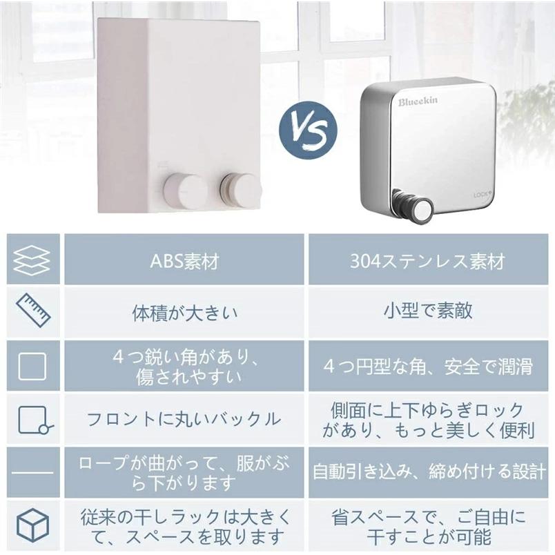 304ステンレス 室内物干しワイヤー 部屋干し 洗濯物干し 室内物干し自由伸縮 穴開け不要 隠し室内物干し用ロープ 防水防錆 壁付 省スペース収納【海外直送】|syussyu|07