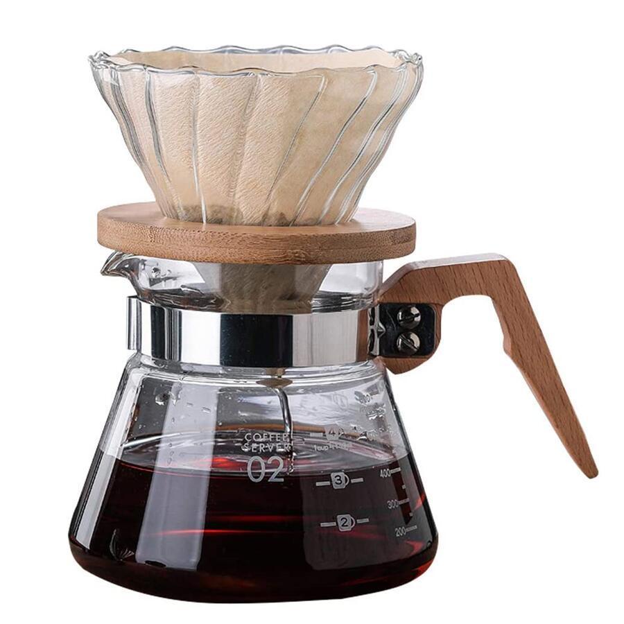 耐熱ガラス コーヒーサーバー ドリッパー セット ペーパードリップ ポット 耐熱 木製ハンドル 木製フタ アイスコーヒー ドリップ ホットコーヒー 海外直送 Ke Mbkfh 12 ナザストア 通販 Yahoo ショッピング