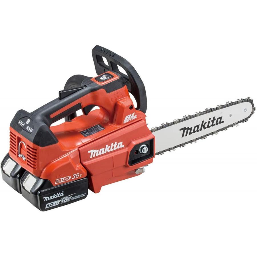 マキタ 充電式チェンソー ガイドバー250mm 赤 18V+18V 6Ahバッテリ2本  