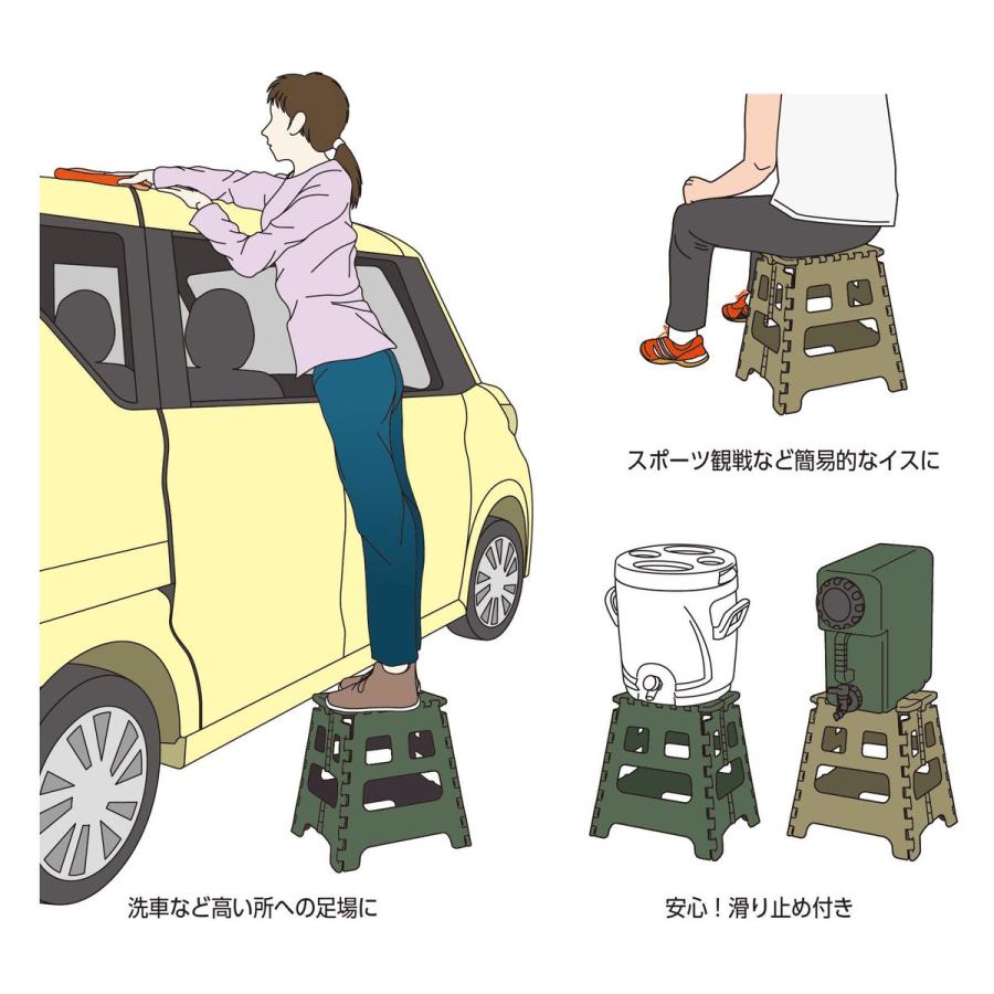 キャプテンスタッグ フォールディングステップ ハイタイプ カーキ UW-1521 折りたたみ ステップ 簡易 椅子 イス スポーツ観戦 CAPTAIN STAG｜syuunounavi｜02