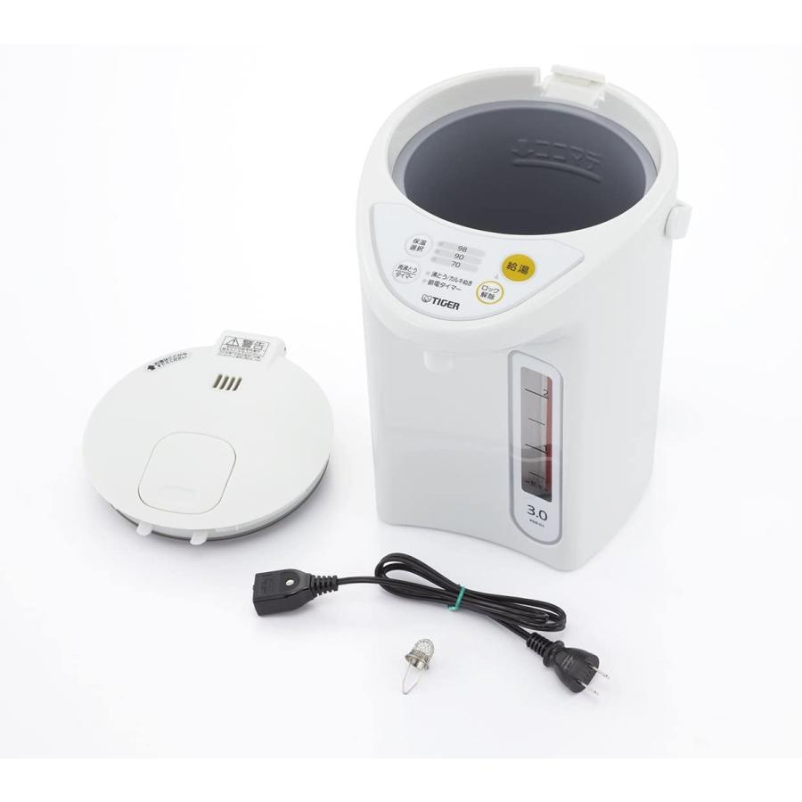 【在庫有・即納】  タイガー（TIGER） マイコン電動ポット 3.0L ホワイト PDR-G301W PDR-G301 3L 電動式 省スチーム タイマー付｜syuunounavi｜03