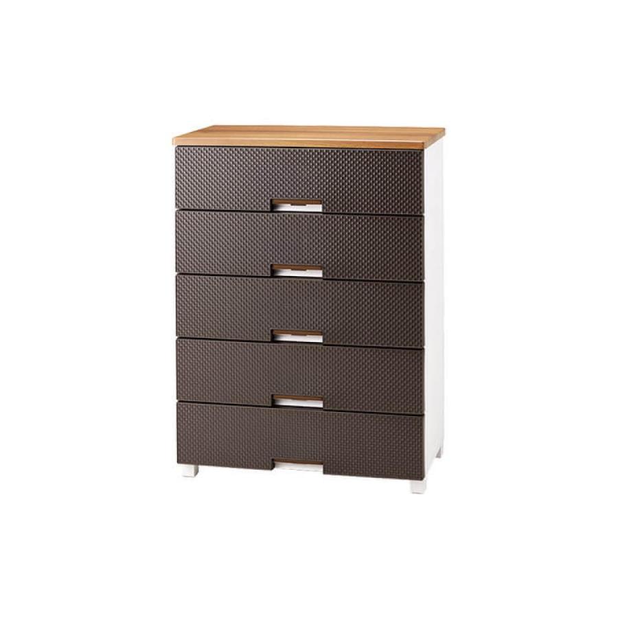 送料込ニトリフィッツプラスメッシュダークブラウン ホワイト 5段チェスト ニトリ フィッツプラスメッシュ ダークブラウン