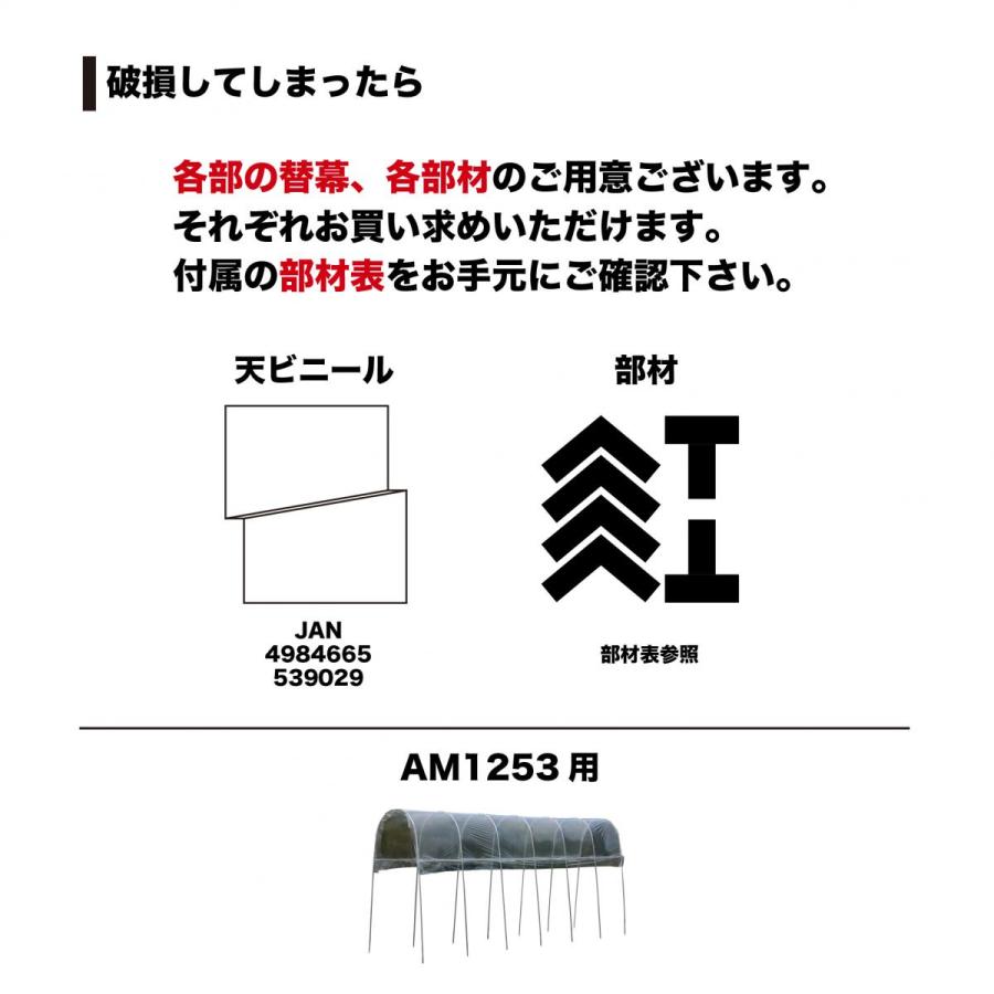 南栄工業 雨よけハウス 1畝用 AM1253 農業用ビニール 埋込式 お客様組立 奥行5.30m メッキスチールパイプ 雨 農業 家庭菜園 夏物野菜 ナンエイ｜syuunounavi｜08