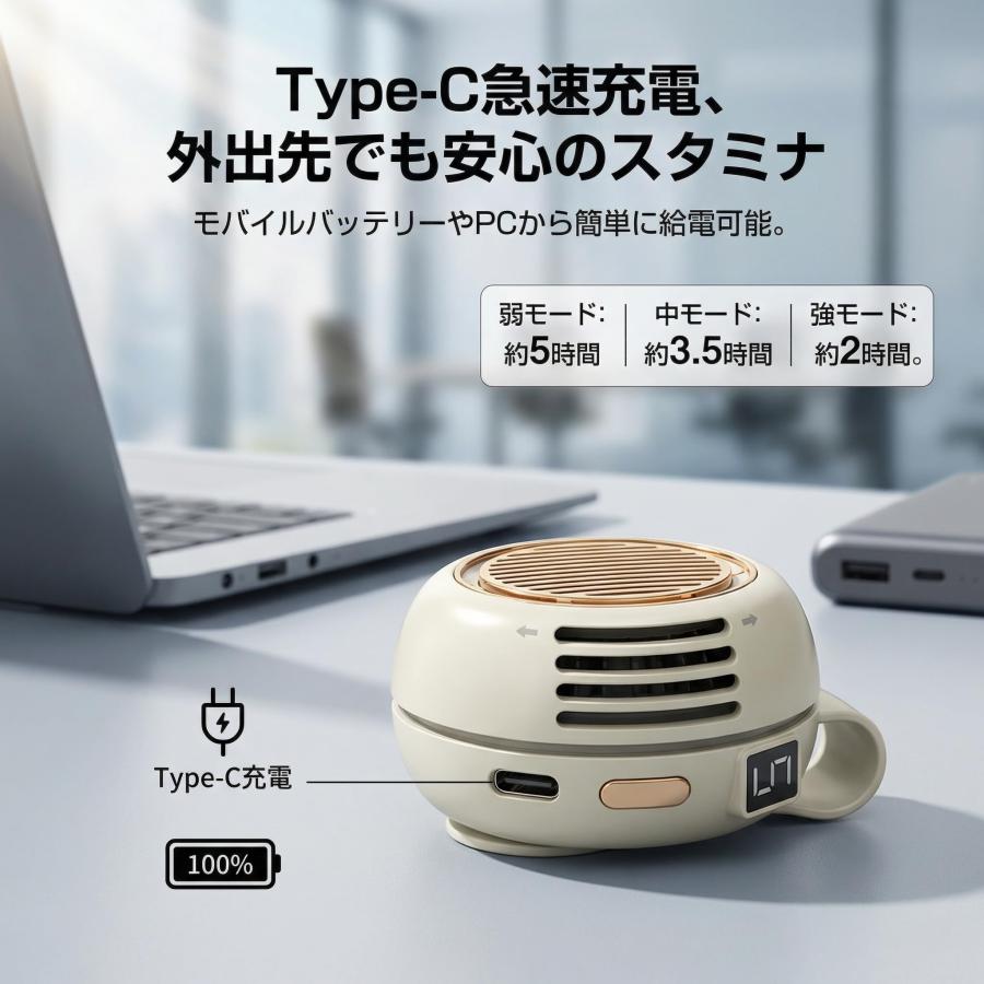 携帯扇風機 【2026新登場・強風＆極静音設計】羽根のないミニクリップ