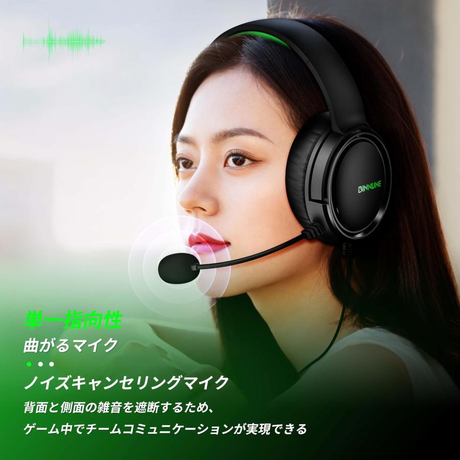 BINNUNE ゲーミングヘッドセット マイク付き ps5 ヘッドセット