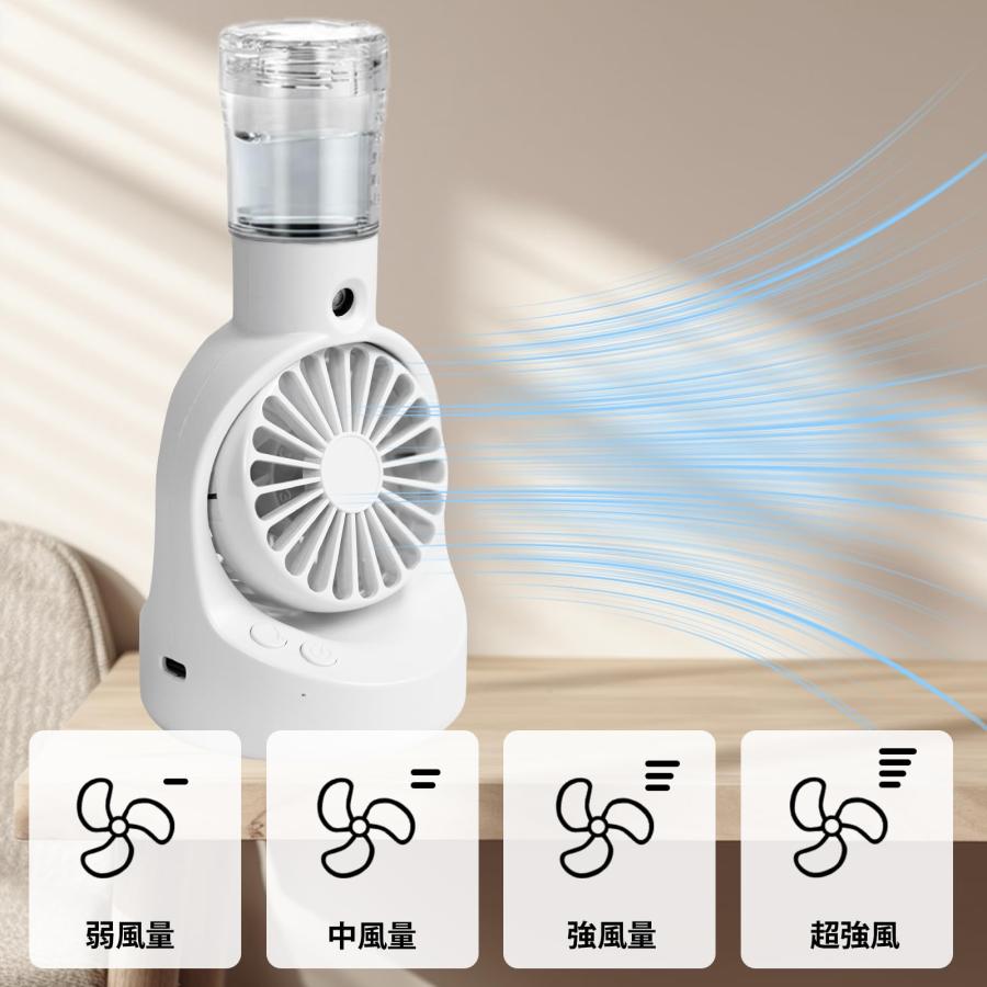 2026節電&熱中症対策】USB-C静音冷風扇 加湿冷却4段調節 取手付き携帯