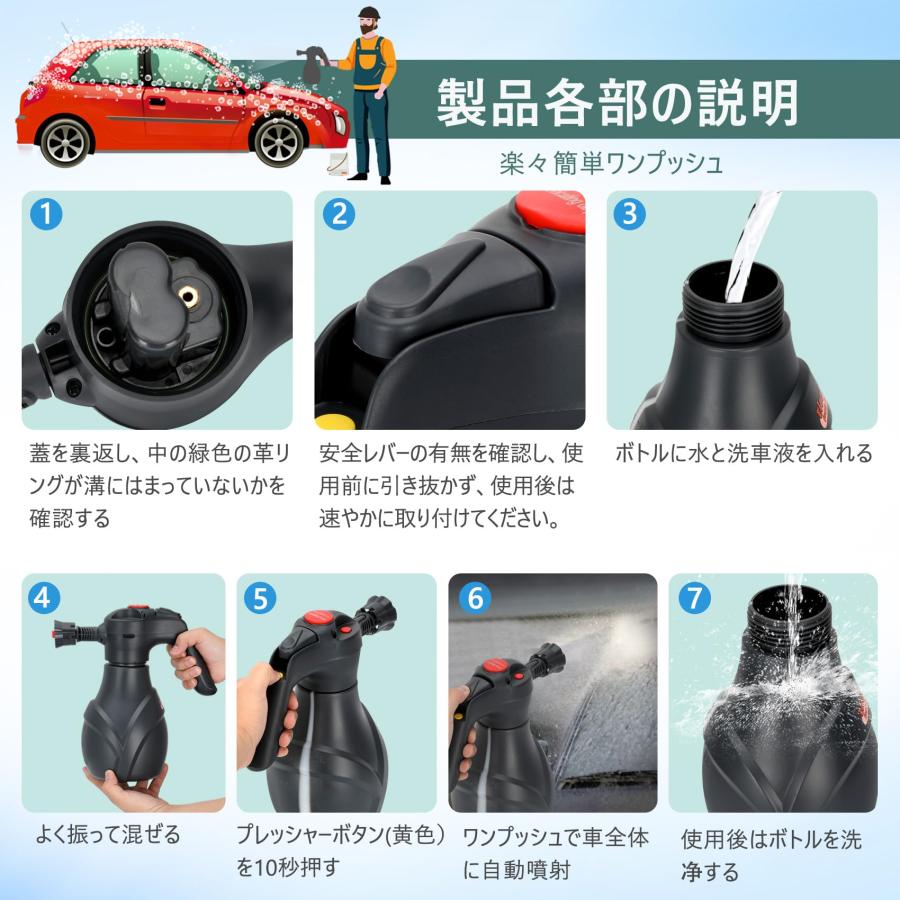 電動フォームガン 洗車 自動泡噴霧器 蓄圧式 洗車泡フォームガン 泡