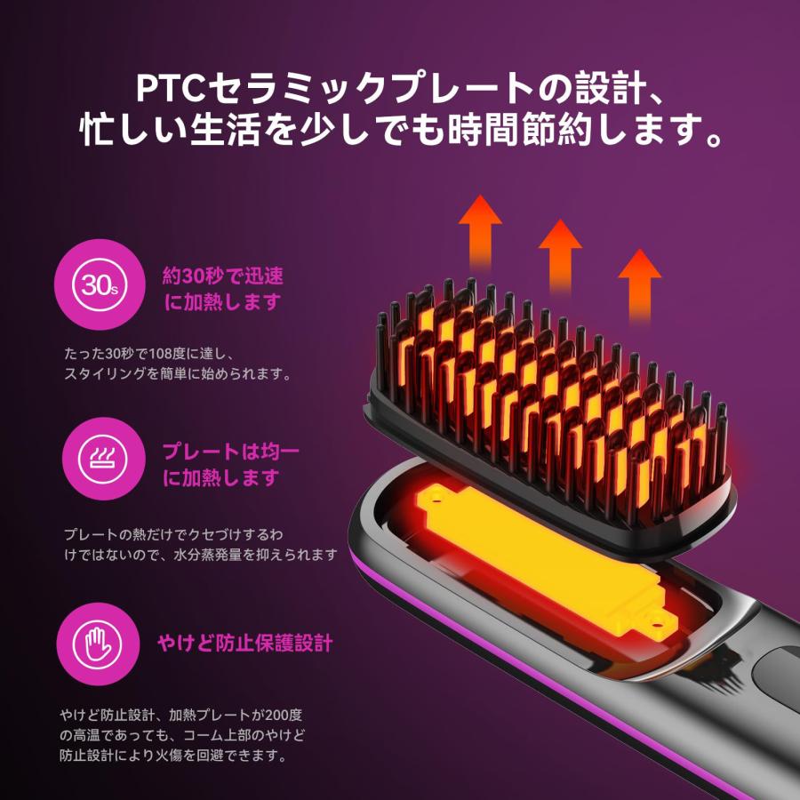 ヒートブラシ コードレス ストレートブラシ マイナスイオン ヒートブラシ コードレス ストレートブラシ マイナスイオン