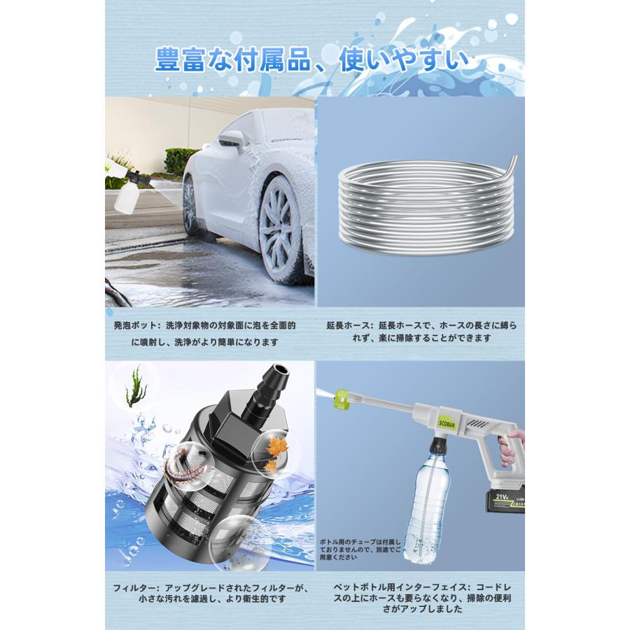 大掃除洗浄セット】高圧洗浄機 Scoban 高圧洗浄機 コードレス 充電式