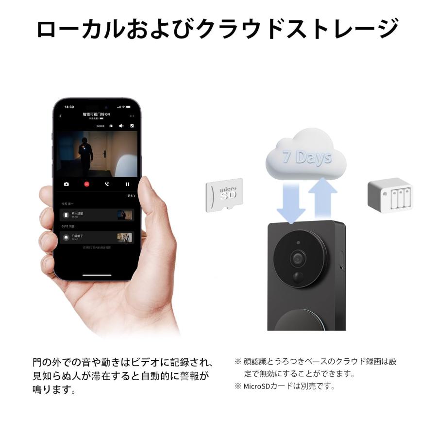 Aqara インターホン ワイヤレス 工事不要 ドアホン ドア カメラ